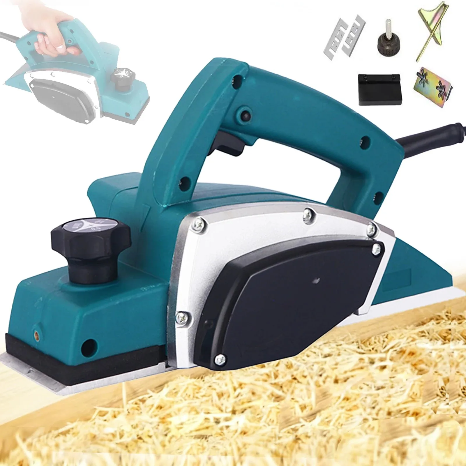 Portable Electric Wood Planer Woodworking Power Tool Household Planing Machine for Home Furniture Woodworking Tool EU Plug