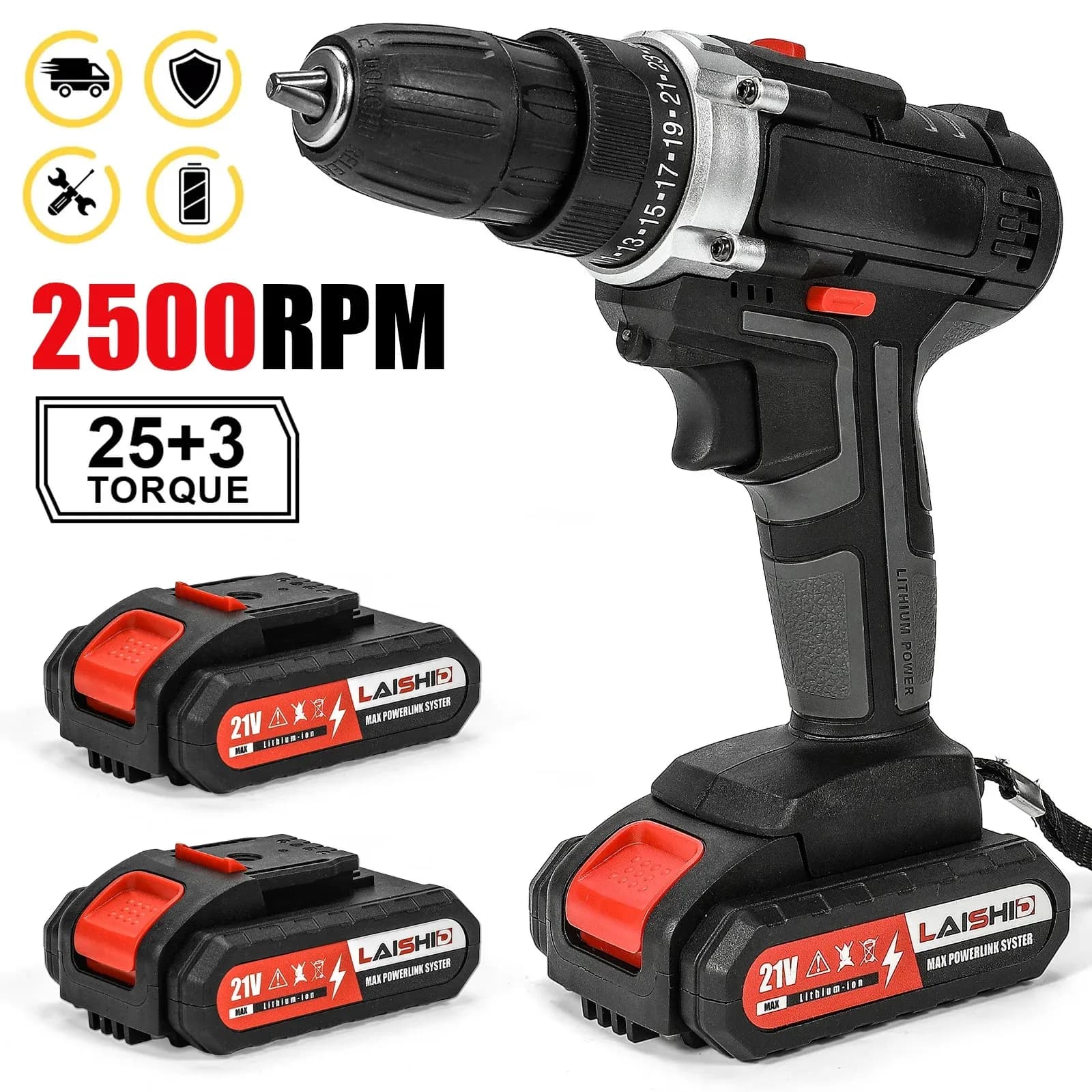 21V Cordless Impact Drill Electric Screwdriver Electric Hammer Drill Mini Wireless Hand Drill Lithium-Ion Battery Power Tools