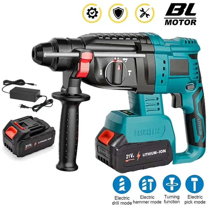 27mm Brushless Electric Rotary Hammer Impact Drilll Screwdriver SDS Plus Chuck Cordless Power Tools For Makita 18V Battery