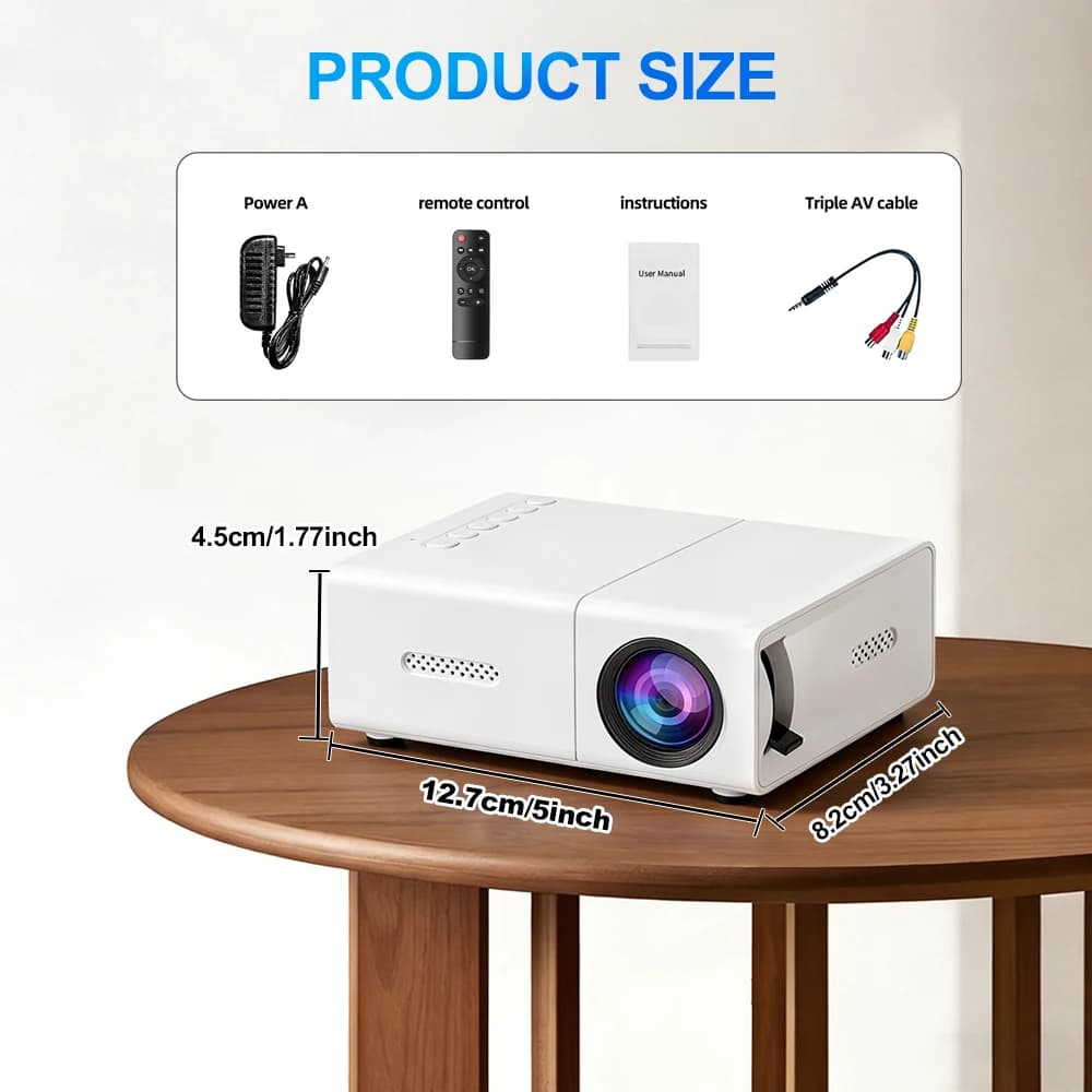 20Ansi 1080P Mini Portable Projector with HDMI USB Tf Av Type-C Decoding External Battery Home Outdoor Camping Pocket Video Projector