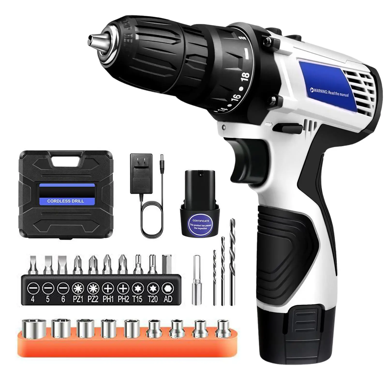 Electric screwdriver Tool Kit 2 in 1 45 N.m double Speed Tool kit thread RPM