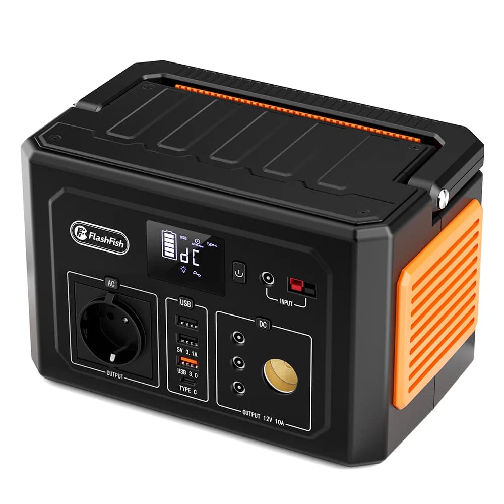 FlashFish K53 Portable Power Station 400Wh Capacity 109200mAh Lithium-ion Battery 400W AC Output 8 Outputs QC3.0 USB-A/USB-C 15V/4A DC Input 3 Charging Methods Built-in LED Light Solar Generator
