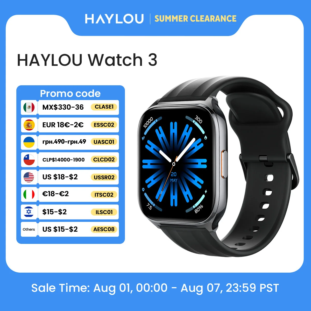 HAYLOU Watch 3 Voice Calling Smartwatch 1.85'' AMOLED Screen 24h Health Monitoring 150+ Sports Modes Smart Watch 1ATM Waterproof