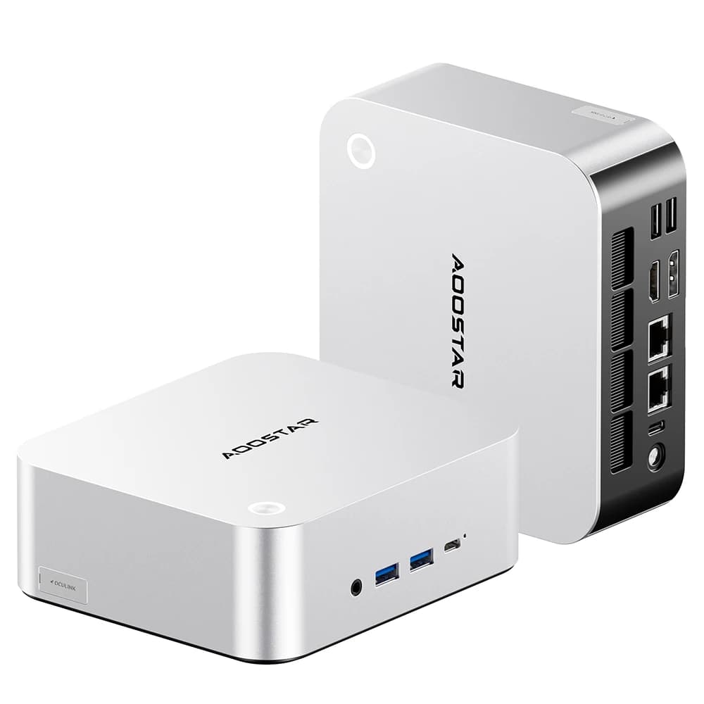 AOOSTAR MACO Mini PC AMD Ryzen 7 H255 Up to 4.9GHz Barebone （No RAM No SSD/ 1TB PCIe 4.0 SSD Dual 2.5G LAN WiFi6 Fingerprint Unlock Desktop Computer Office Home Gaming Mini Computer EU Plug