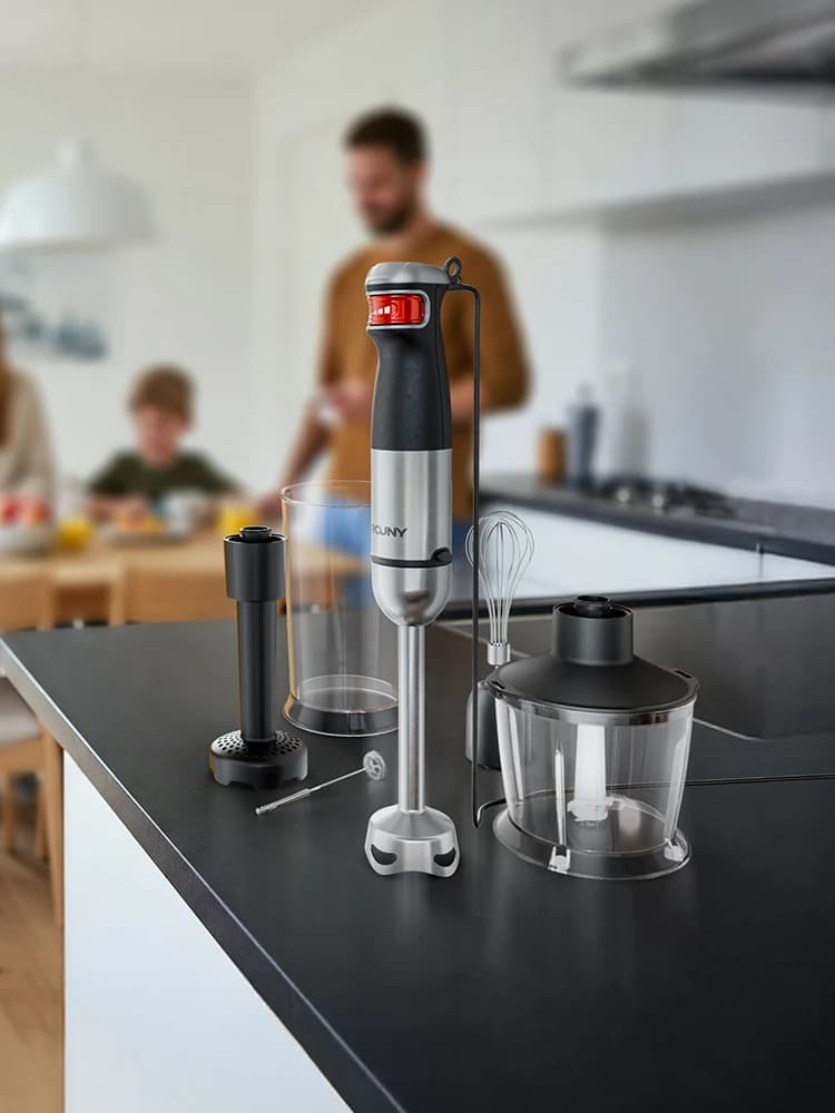 1500W 6-in-1 Immersion Hand Blender, Stainless Steel Shaft & Blades, 500ml Chopper/600ml Beaker/Whisk, BPA-Free, Snap Storage