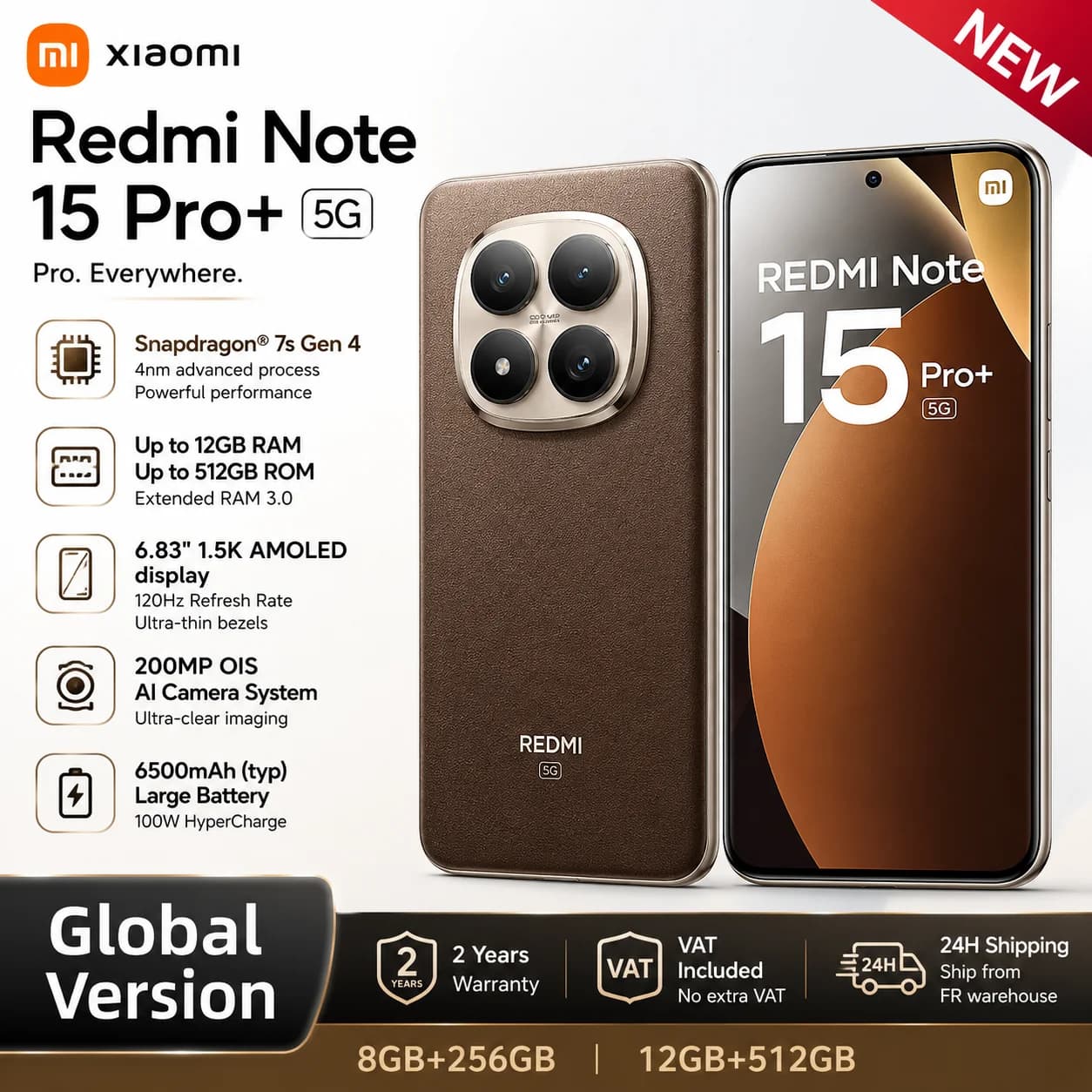 Xiaomi Redmi Note 15 Pro Plus 5G 8GB 12GB 256GB 512GB 6.83-inch NFC Snapdragon 7s Gen 4 200MP Dolby Atmos®Camera