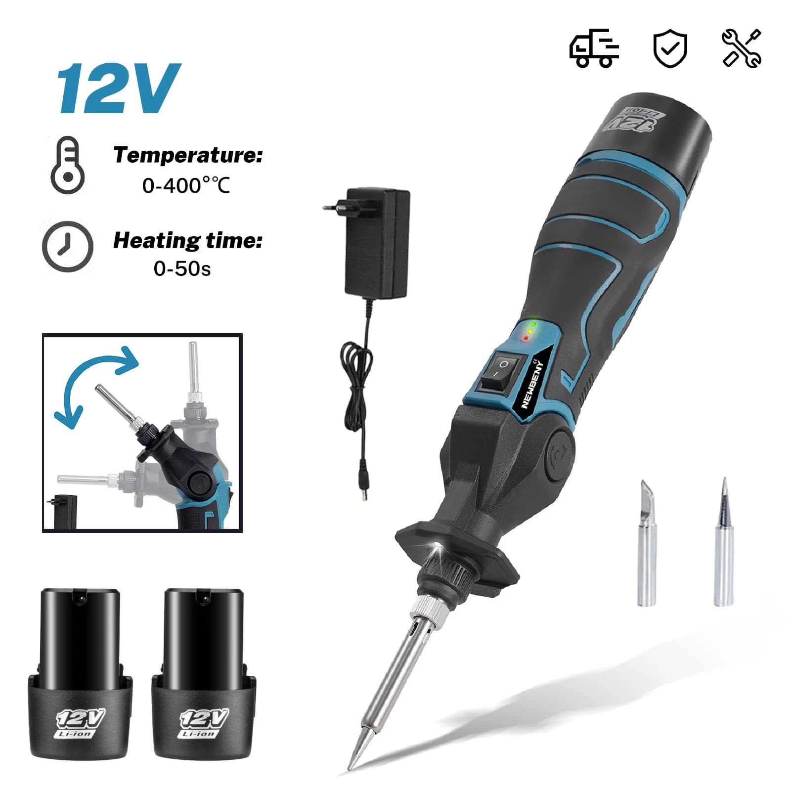 30W Electric Soldering Iron Gun Welder Hot Air Gun Heating Welding Machine 400℃ Adjustable Temperature Alloy Solder For 12V Battery