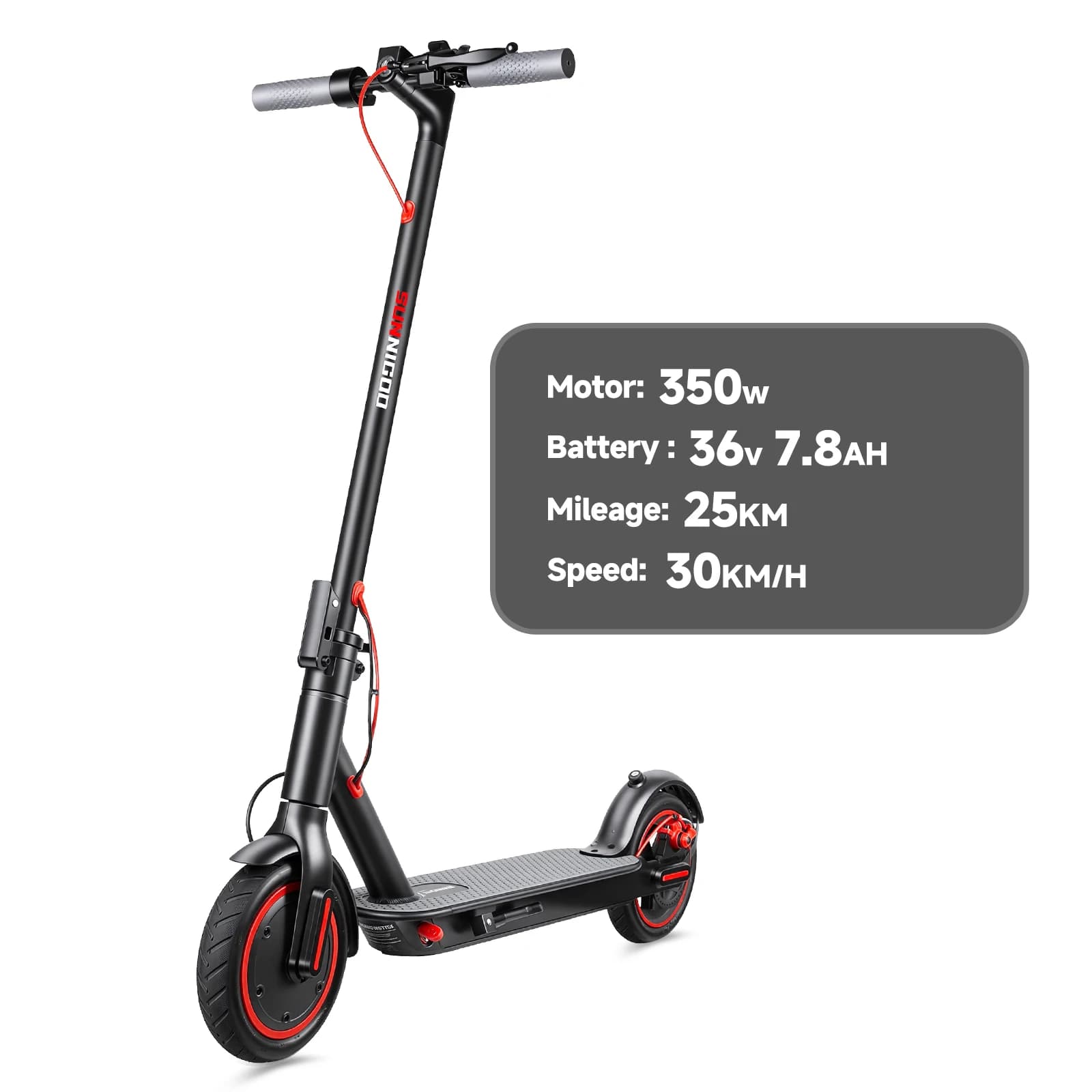 SUNNIGOO 350W Adult Electric Scooter With APP 36V 10.4Ah Escooter 30km/h Kick Scooter Lightweight Long Range 30km Scooter Commuting e-scooter