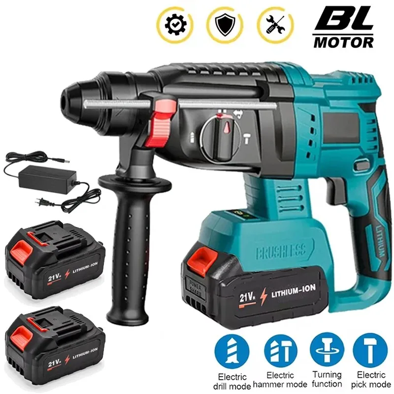 27mm Brushless Electric Rotary Hammer Impact Drilll Screwdriver SDS Plus Chuck Cordless Power Tools For Makita 18V Battery