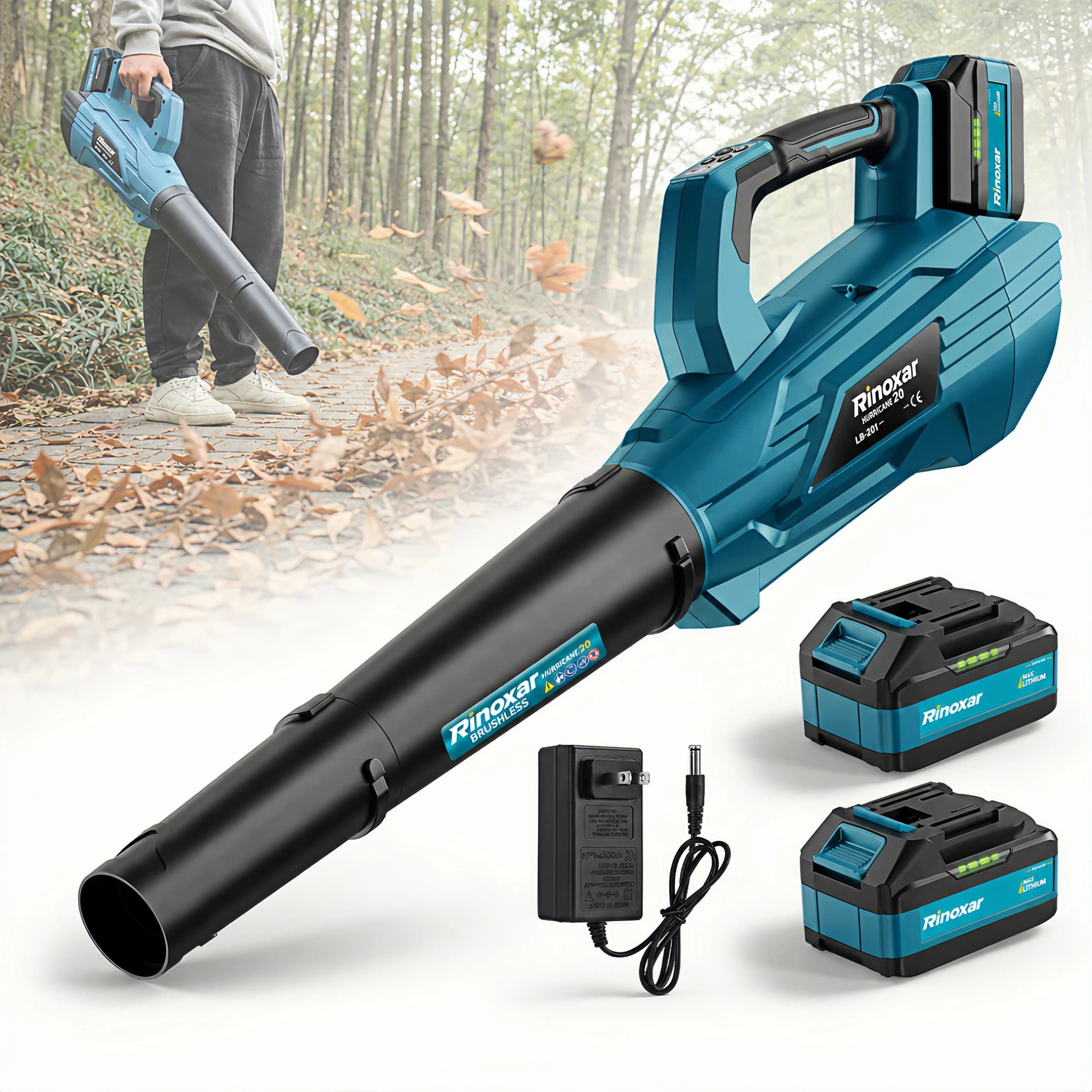 Cordless Leaf Blower with Brushless Motor – 35,000 RPM, 850W, 180 Km/h Air Speed (5 Adjustable Speeds), Includes 5200mAh/18V