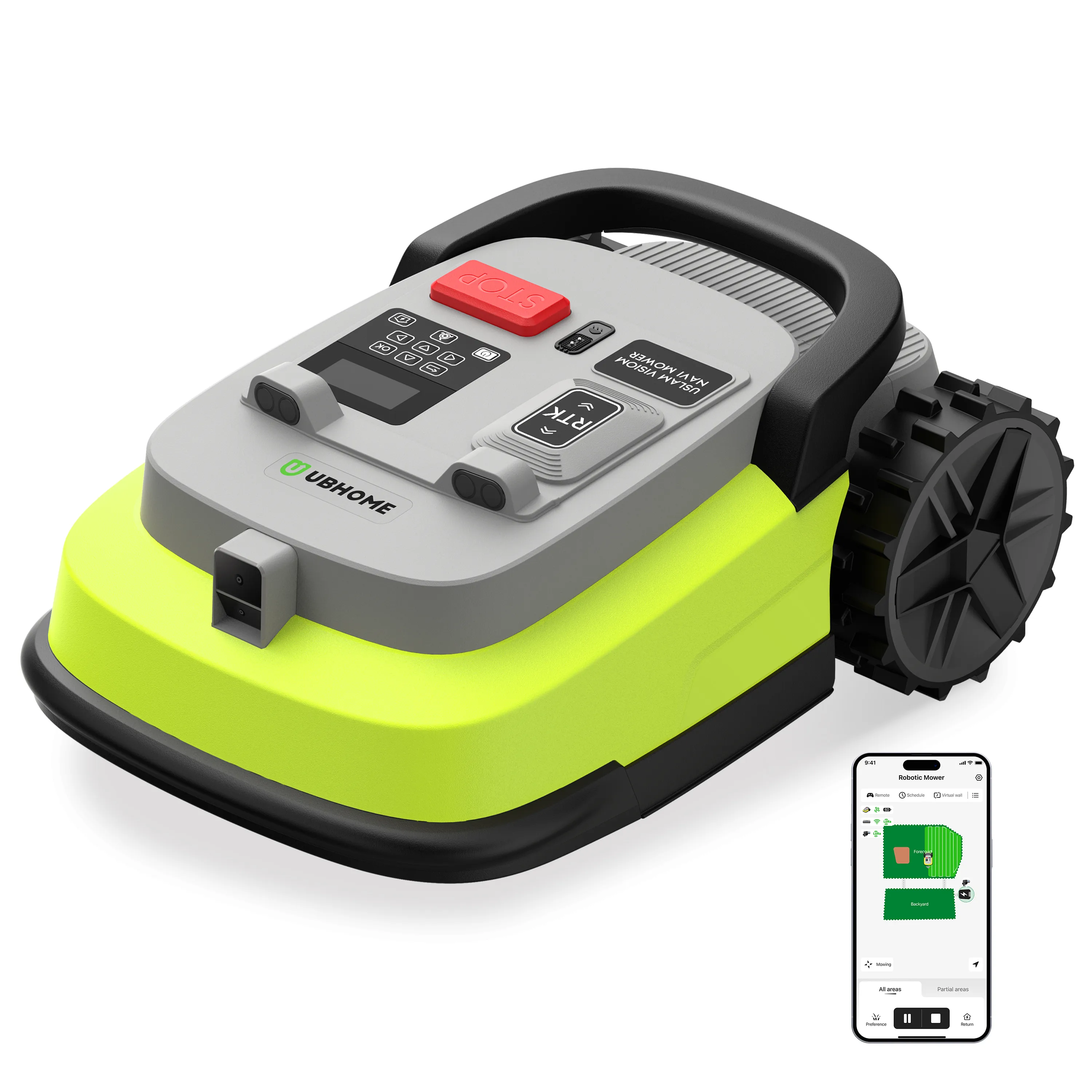 UBHOME M10 Robot Lawnmower up to 1000m² 55% Climbing RTK+AI Vision with GPS Anti-Theft Device App Control Robot Lawn Mower
