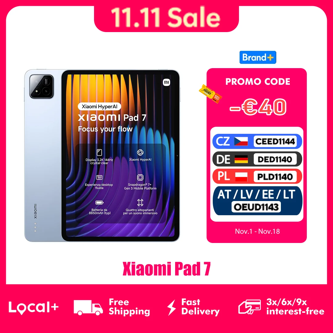 Xiaomi Pad 7 Global Version 11.2'' 144Hz 3.2K Display Snapdragon 7+ Gen 3 Octa Core Processor 8850Mah