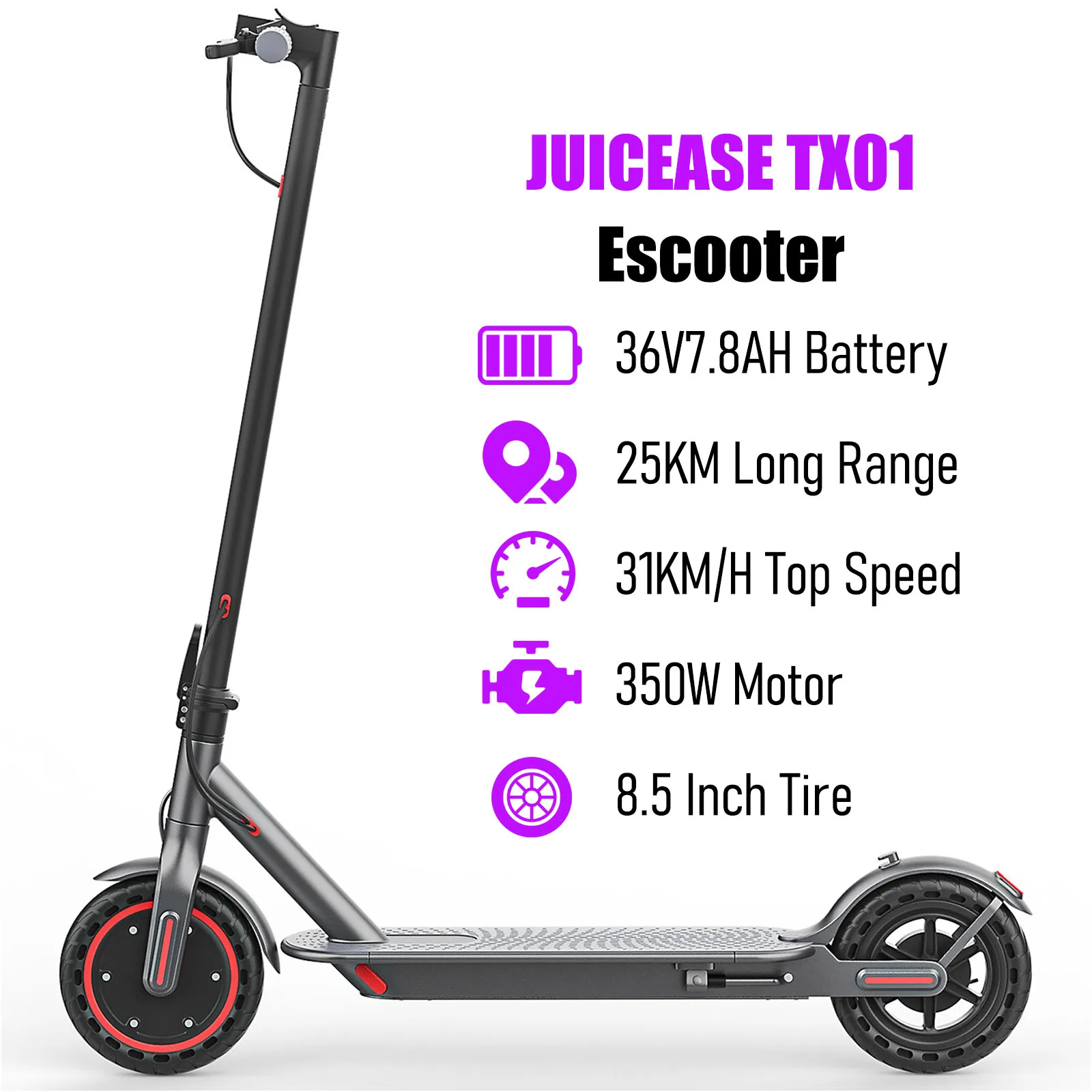 JUICEASE TX01 Electric Scooter for Adults 7.8Ah Super High Powerful Motor up to 8-25KM Range Smart APP Electric Scooter with 5.2 Chips