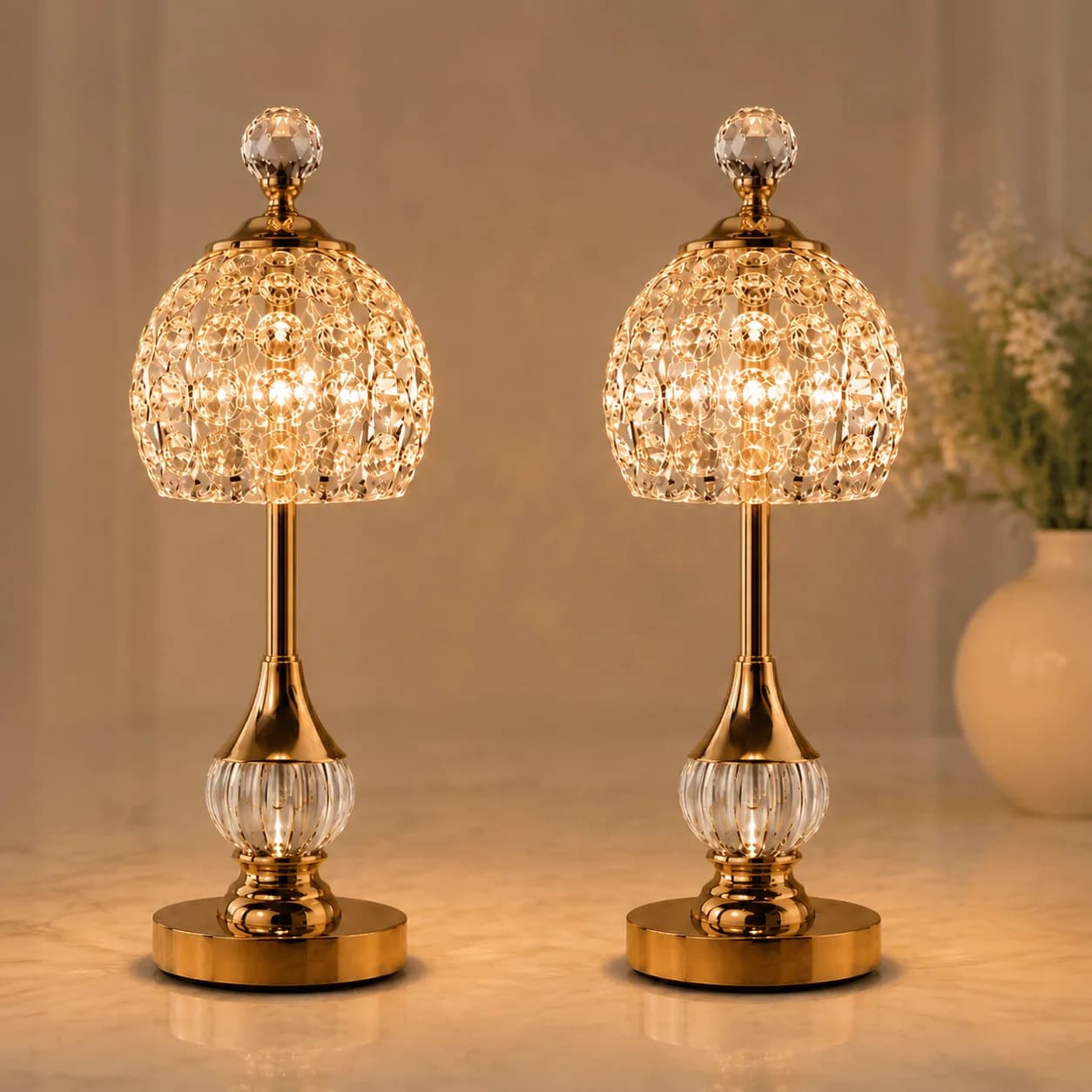 Crystal Cordless Table Lamp LED Touch Lamp, Built-in 5200mAh Battery, Wireless USB Charging - Adjustable Light 3 Colors Light Source - Suitable,Bar,Restaurant,Room,Living Room