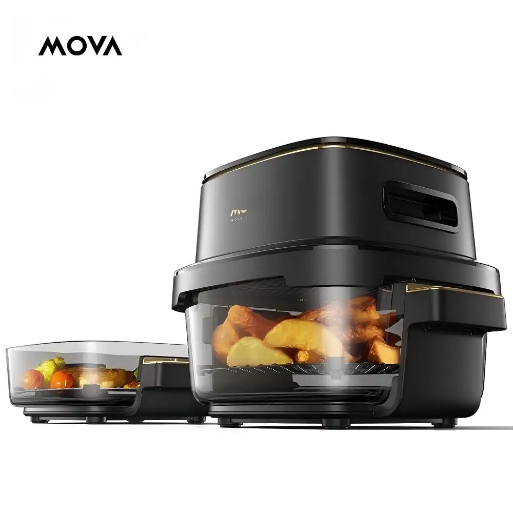 MOVA AF20 Pro 8-in-1 Glass Air Fryer with Dual Capacity Option and Inverter Brushless Motor 4L/2.5L Glass Bowls Dishwasher Safe 40℃-210℃ Precise Control