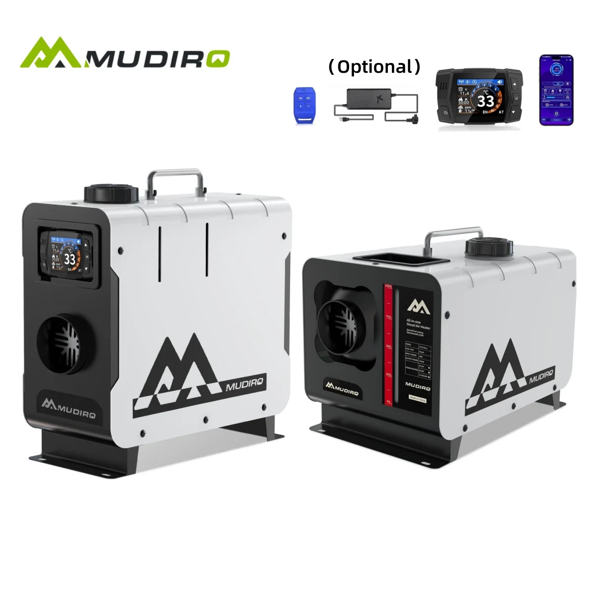 12V/24V/240V Mudiro 8KW Diesel Heater with CO Protection (Auto Shut-off & Alarm), Thermostat, TFT Display- for Camping, RV, Tent