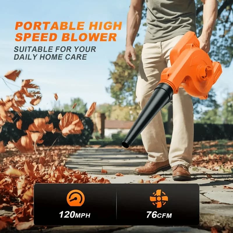2 1 Cordless Blower and vacuum cleaner, 21V leaf blower (DCB206/DCB181 Compatible) motor 20000 rpm garden cleaning tool, animal hair and Car