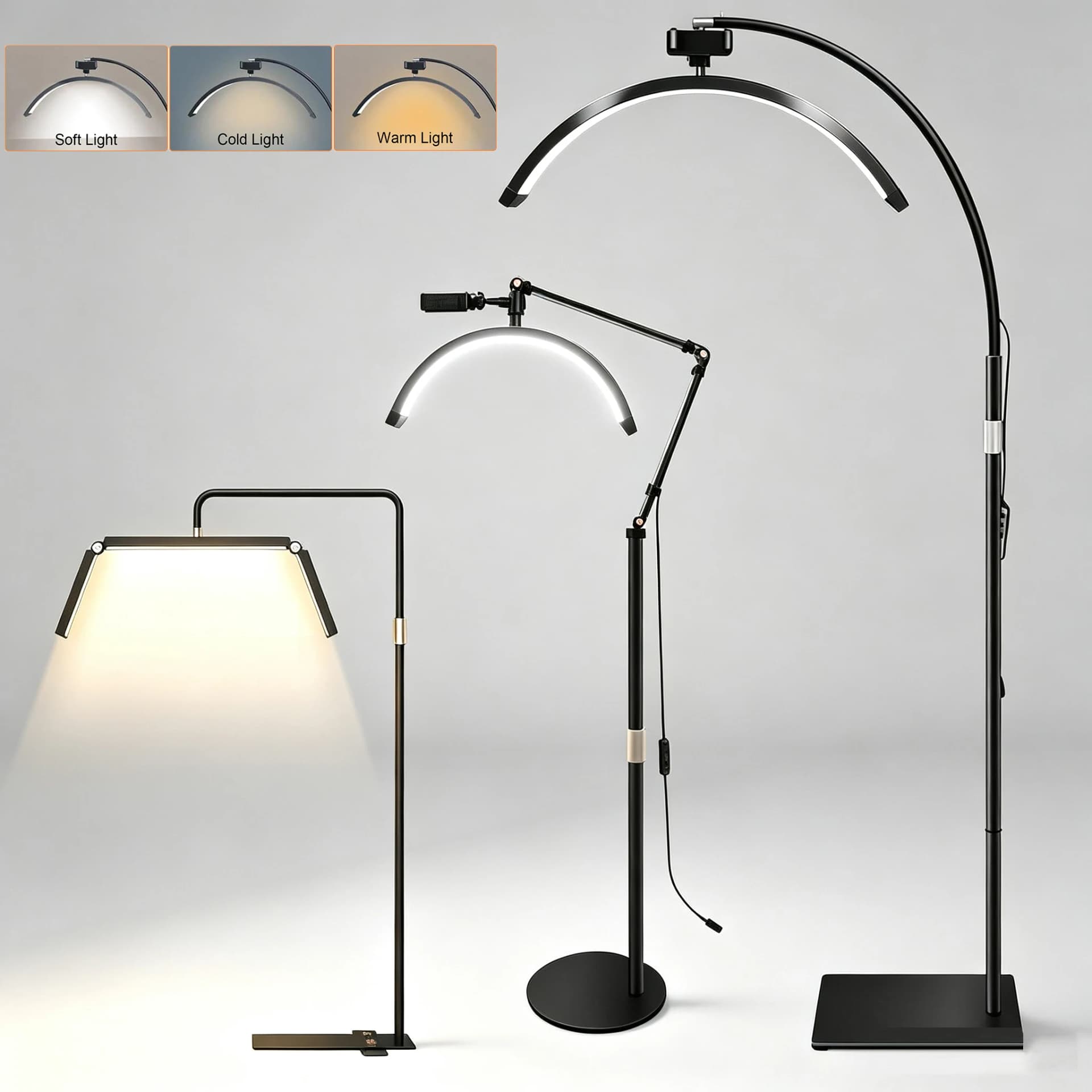 Fill Light Half Moon Light 3000K-6000K Led Moon Lamp Photography Fill Light for Lashes Extension Beauty Floor Lamps