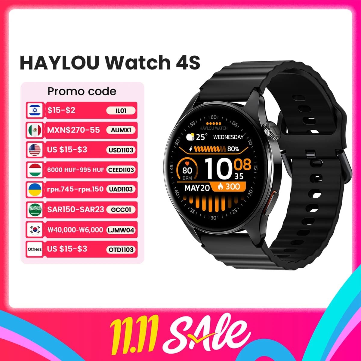 HAYLOU Watch 4S GPS Smartwatch 1.43” HD AMOLED Display 5 Satellite GPS Positioning 120+ Workout Modes Sport Fitness Smart Watch