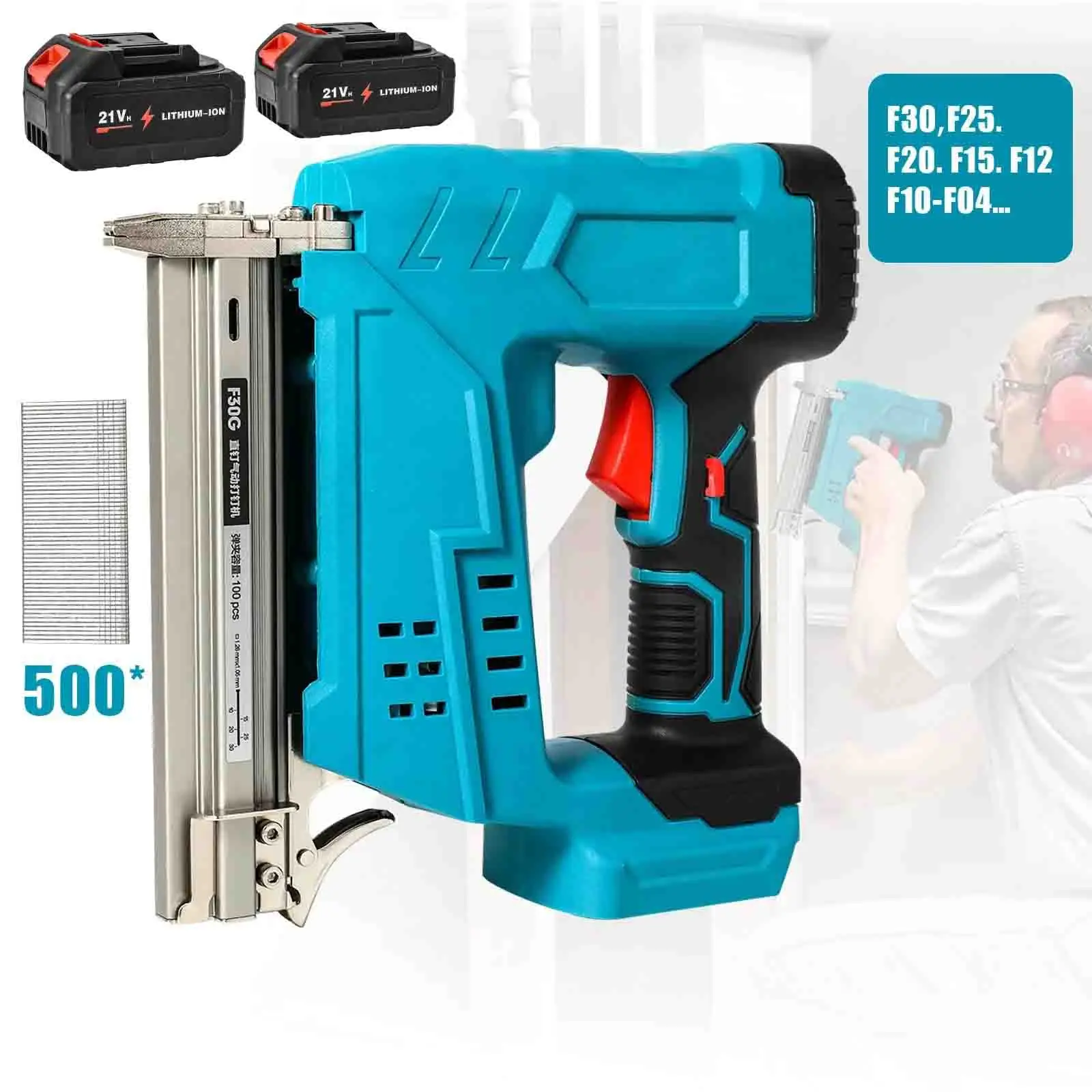 Cordless F30 Nail Gun Electric Furniture Carpentry Tacker Stapler Woodworking Power Tool Staple Gun For Makita 18V Battery