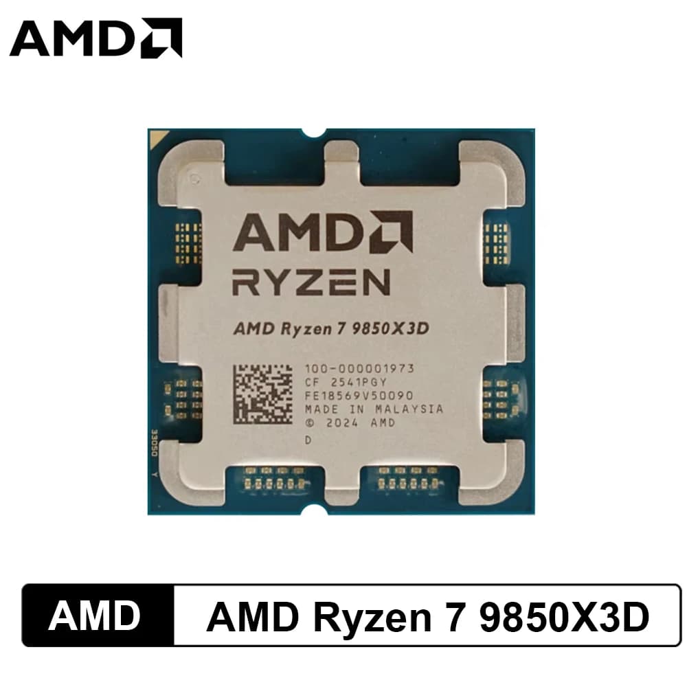 AMD Ryzen 7 9850X3D Gaming Processor, 8-Core 5.6GHz Boost, 96MB L3 Cache, AM5 Socket DDR5 CPU, No Cooler