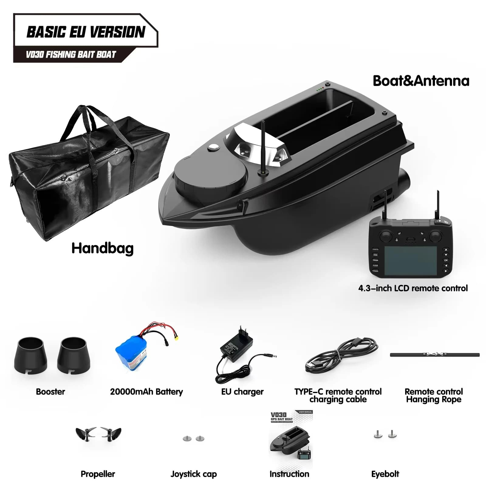 Flytec V030 GPS Fishing Bait Boat 12V Remote Control Fishing Coat 9 Fishing Grounds 180 Points Positioning 800m Remote Control 3kg Loading Automatic Cruise Bait Boat