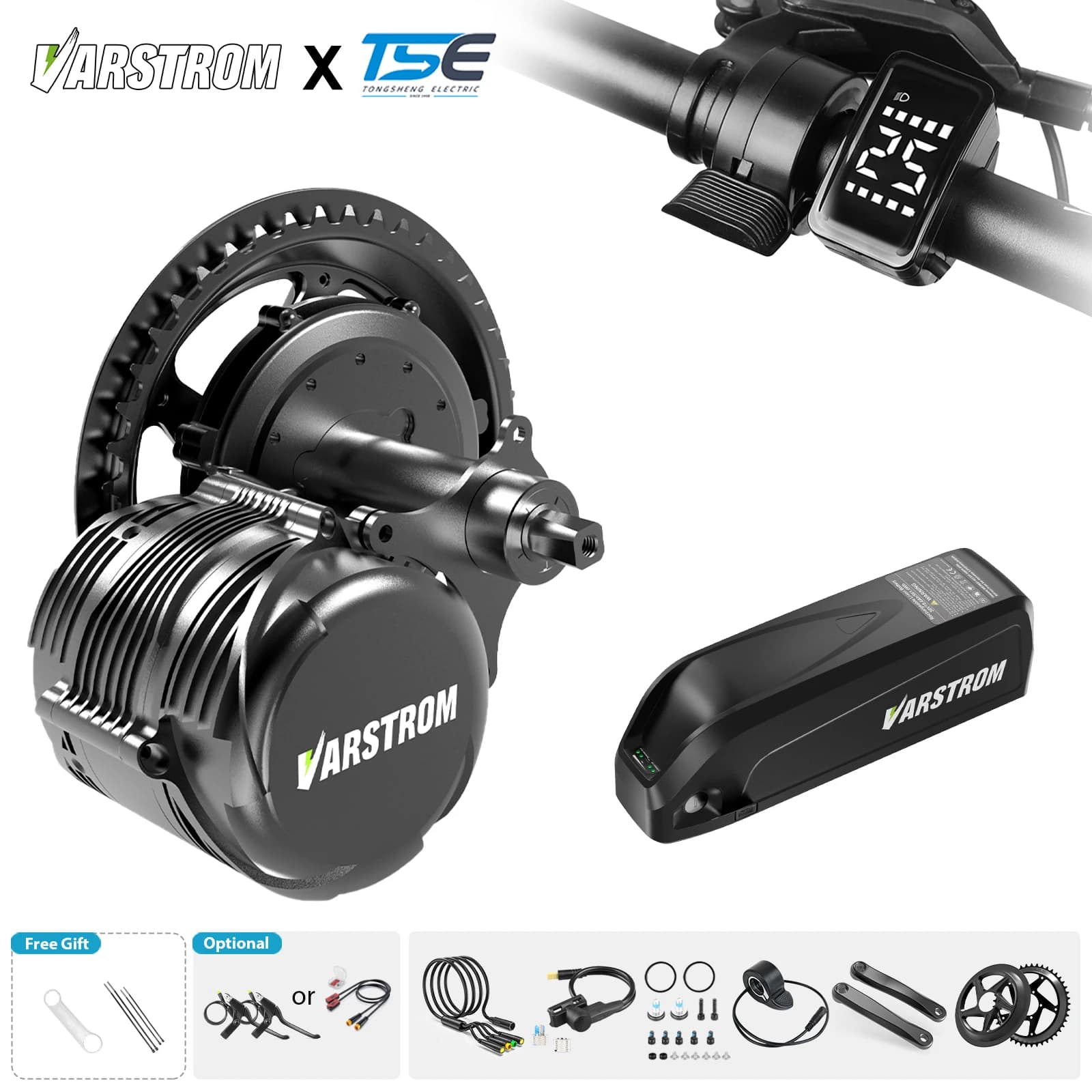 Tongsheng 250W 500W 750W 1000W TSDZ2B TSDZ8 TSDZ16 Ebike kit 36V 48V Engine Torque Sensor Mid Motor Driver With Electric Bicycle Lithium Battery 25Ah 20AH 30Ah 13Ah Pack