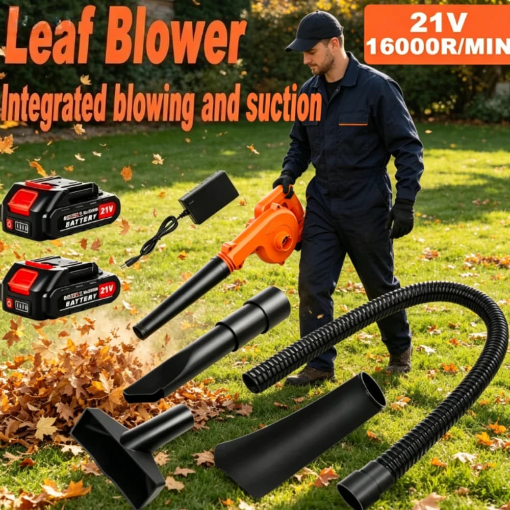Jemi cordless leaf blower is equipped with various attachments, suitable for dust removal and leaf cleaning.