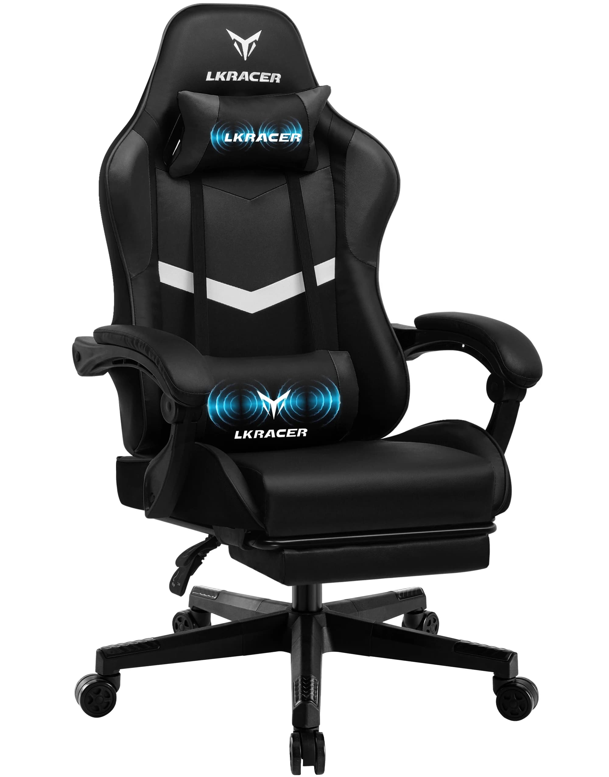 LUCK RACER Gaming chair with footrest Office Chair Ergonomic with Adjustable Loin Pillows, Pillow Gaming Chair