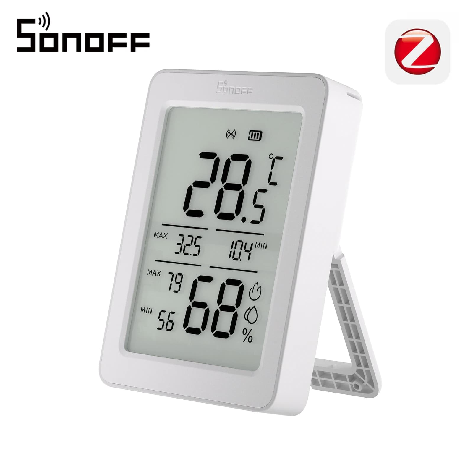 SONOFF AirGuard TH 3.6'' LCD Zigbee Temperature And Humidity Sensor SNZB-02DR2 App Monitoring Advanced Analysis 24-hour Extremes