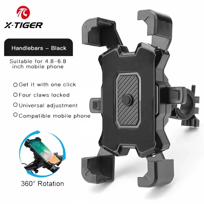 X-TIGER Bike Bicycle Phone Mount 360° Rotatable MTB Motorcycle Scooter Handlebar Holder Shockproof for 4.7-6.8" Soporte Movil Moto