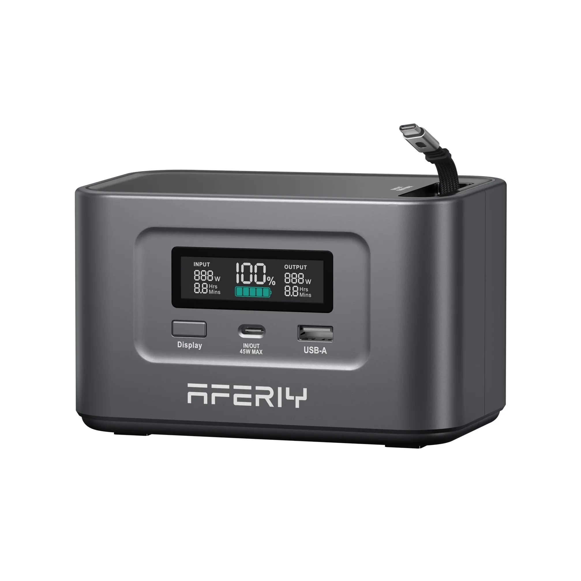 AFERIY Nano100 100W 99.2Wh Portable Power Station, LiFePO4 Battery, 1.5H Fast Charge, Dual 100W PD, with Type-C Cable