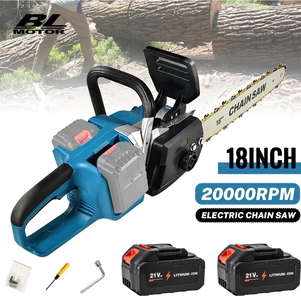 3000W Brushless 18Inch Electric Chainsaw Cordless Borrowing Woodworking Power Tool Handheld Garden Cup For Makita Battery