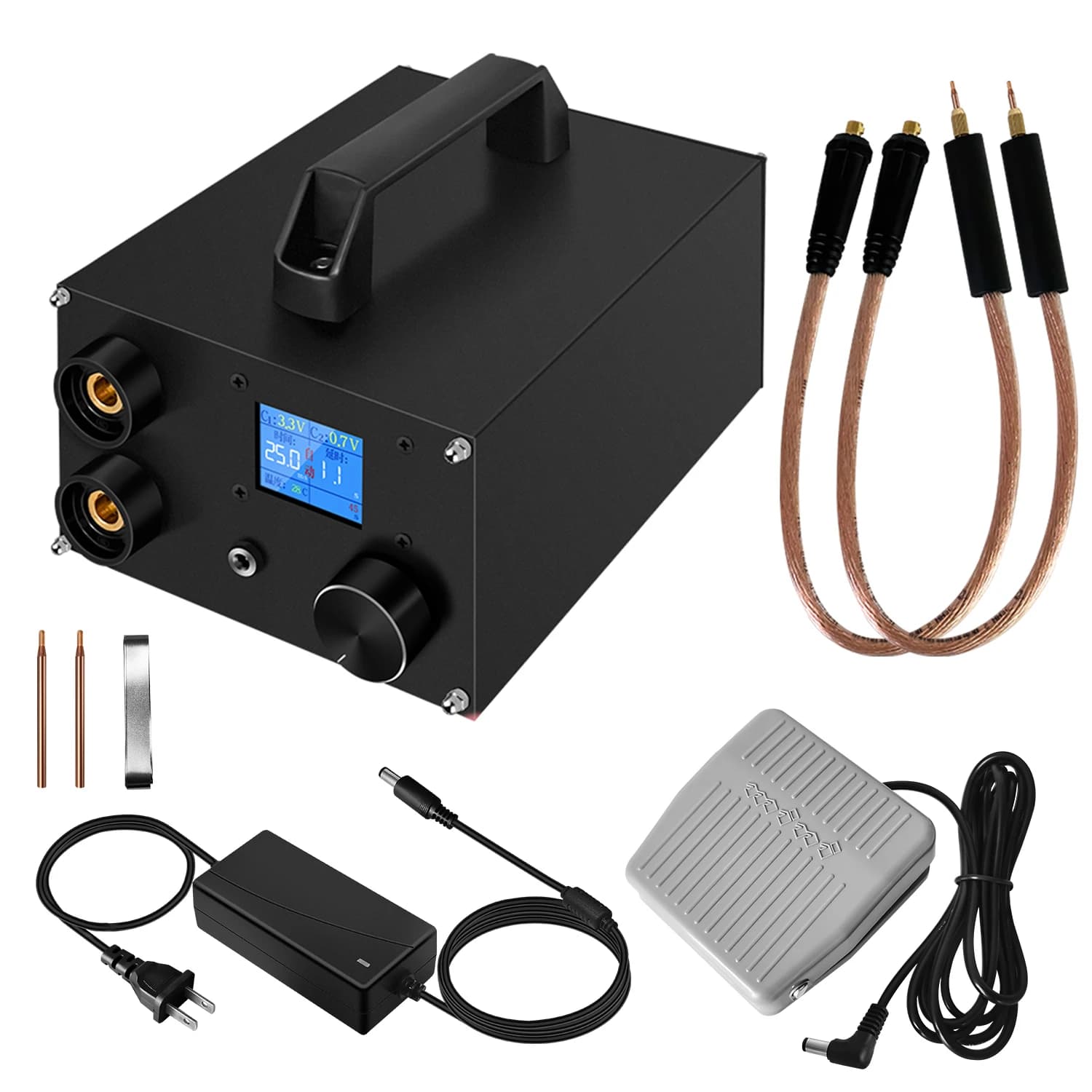 250 Gears Spots Welding Machine Double Capacitors Energy Storage Dual-pulse Welding 0.3mm Nickel face 18650 Battery Spot Welder