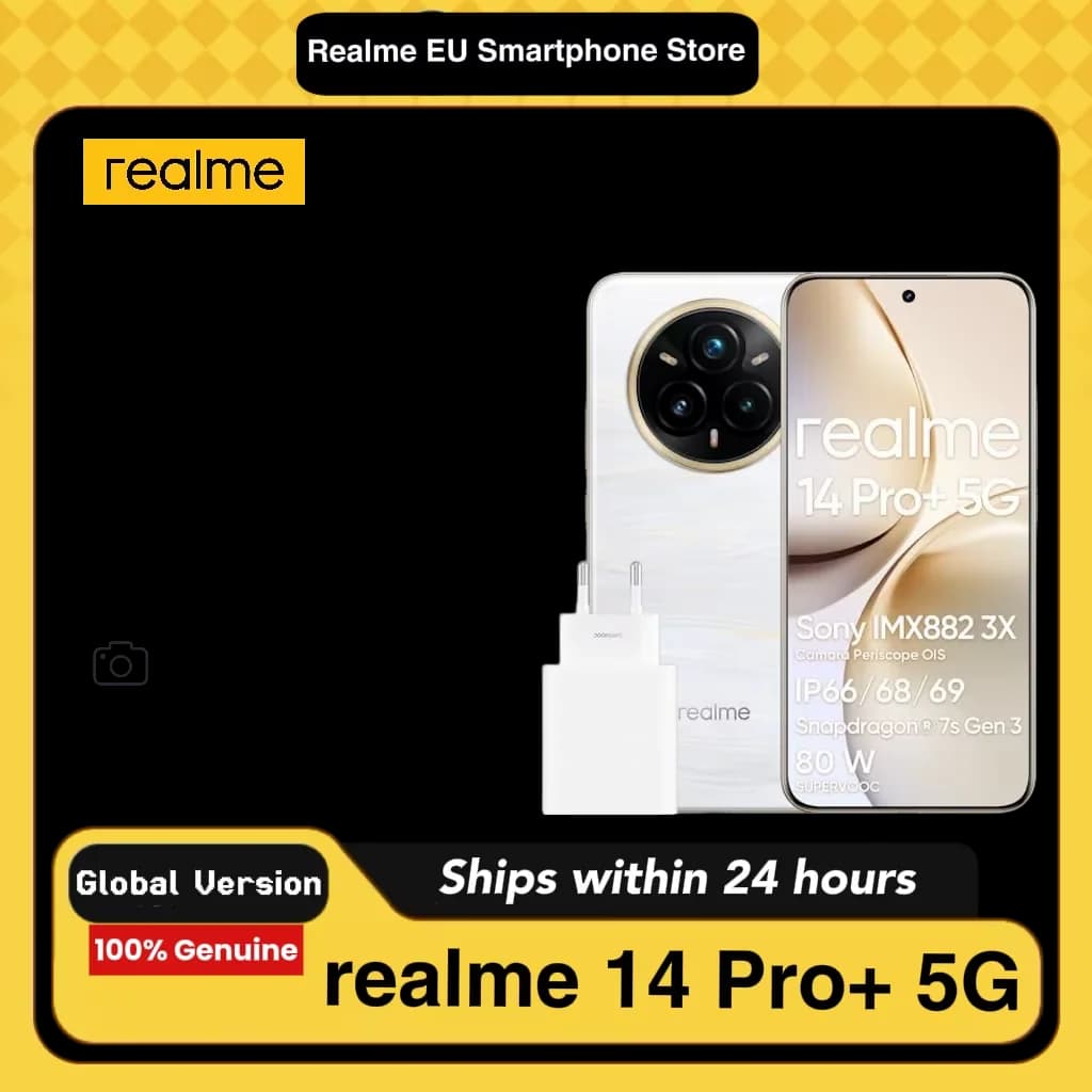 realme 14 Pro+ 5G Smartphone 50MP+50MP Camera 120Hz 6.83'' Quad Curve Display Snapdragon 7s Gen 3 processeur 5260mAh Battery