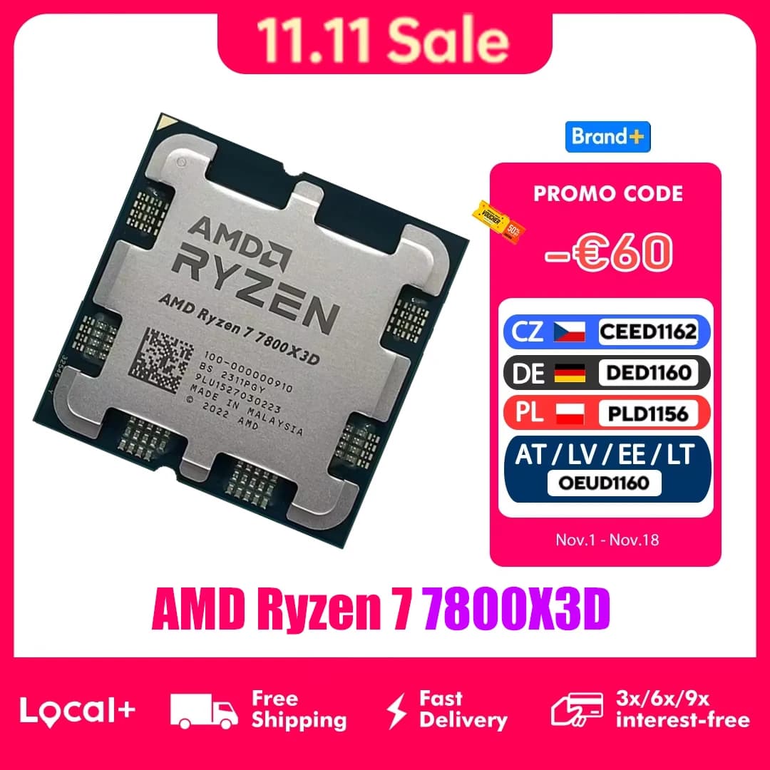AMD RYZEN 7 7800X3D CPU Gaming Processor AMD R7 7800X3D 8-Core 16-Thread 5NM 96M Socket AM5 Without Fan Game Cache Hot No Fan