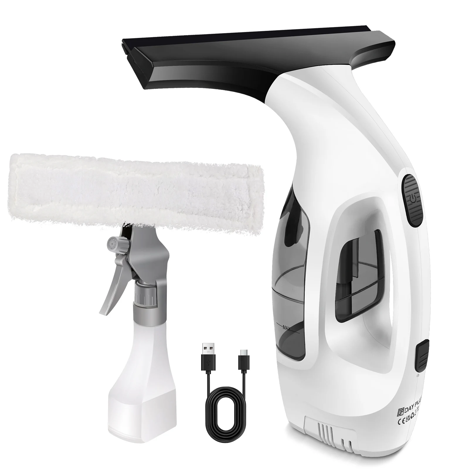 Cordless Electric Window Squeegee, 3500mAh Rechargeable Window Vacuum, 1000pa Suction, 2 in 1 with Microfiber Pad – Ideal for Windows, Mirrors
