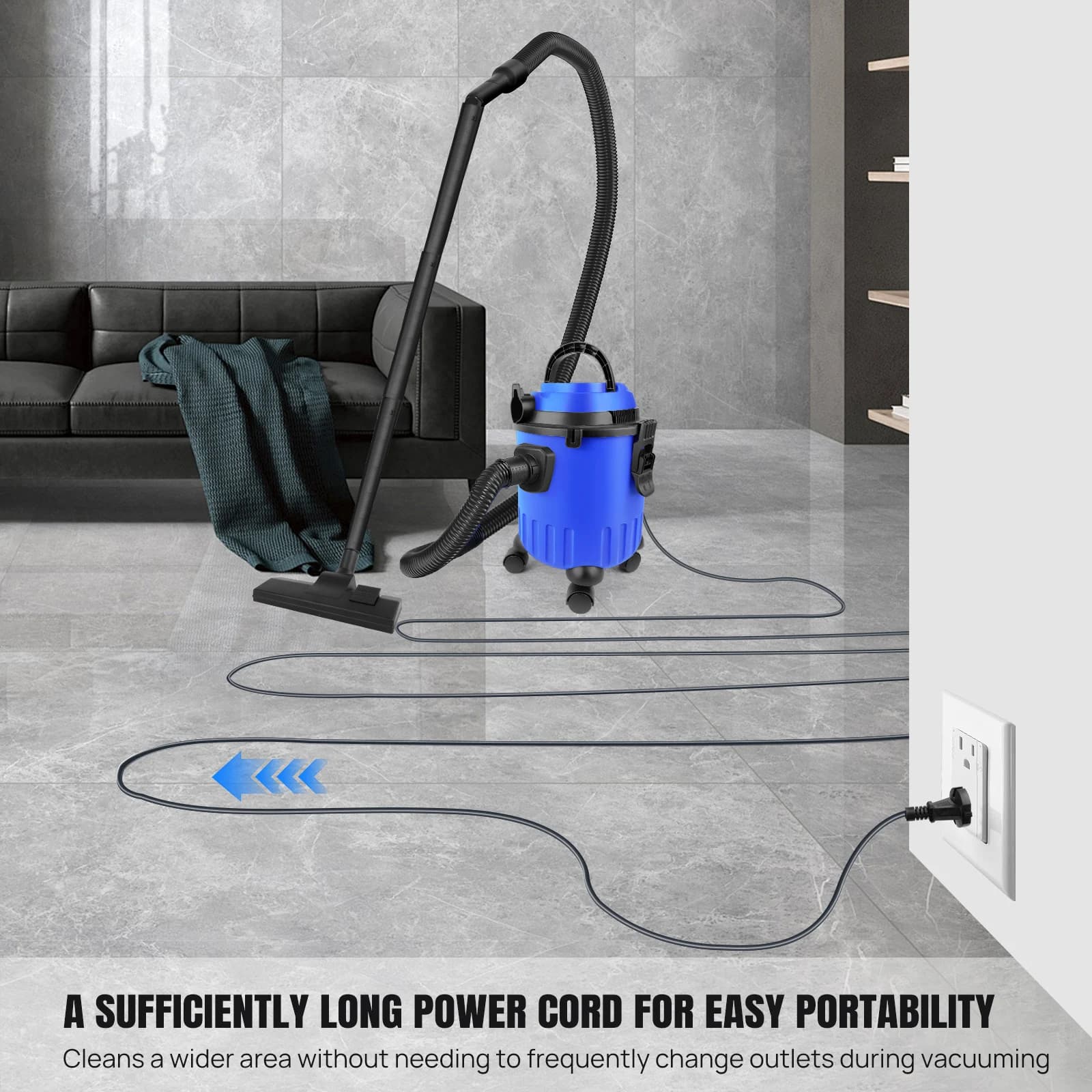 3-in-1 Wet Dry Blow Vacuum Cleaner Portable Barrel Shop Vac Industrial Dust Extractor with Wheels for Home Car Garage Outdoor Leaf Blowing Cleaning