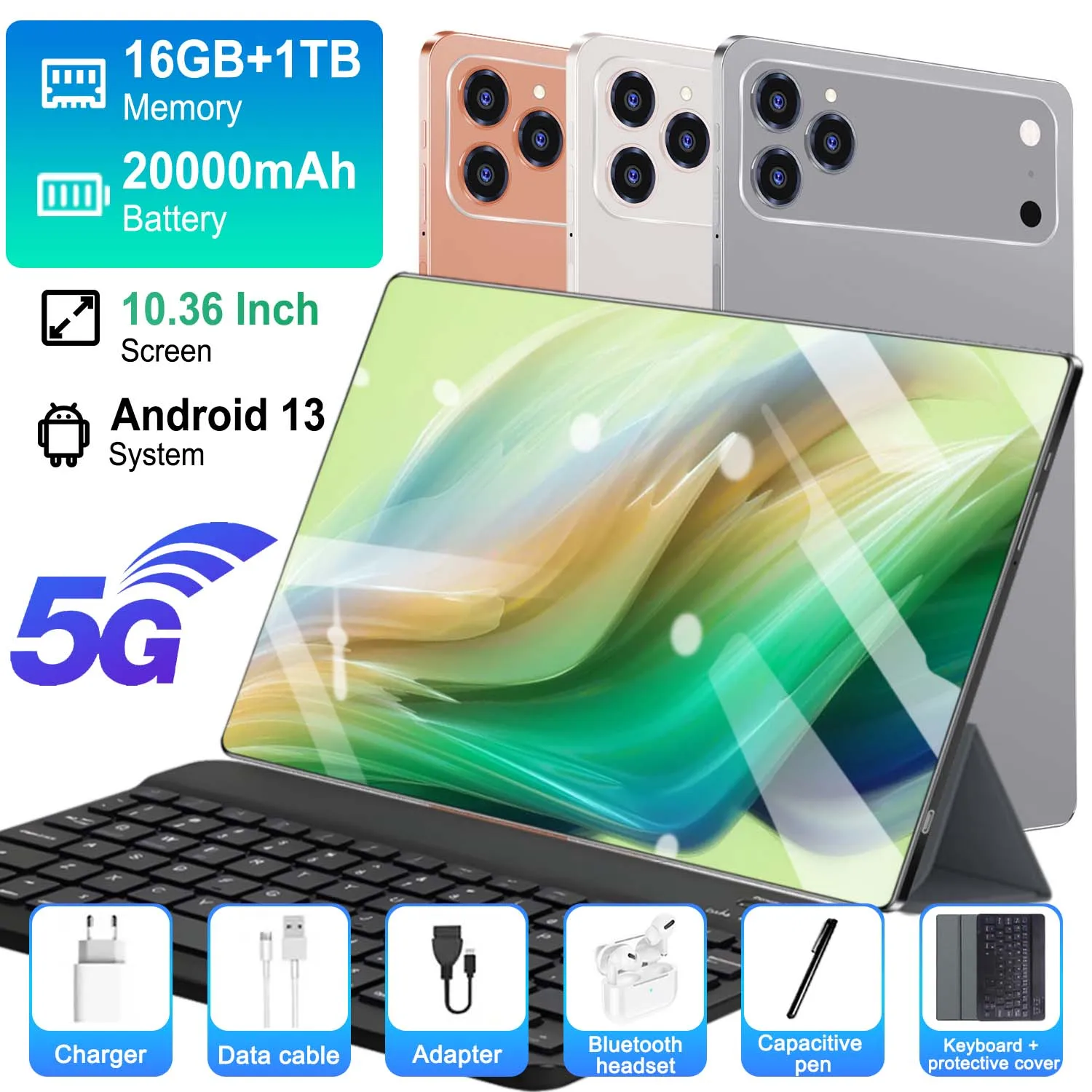 Fast 5G WiFi Connection Tablet PC 10.36 Inch 10 Core 20000mAh Dual Camera Online Course Video Watch