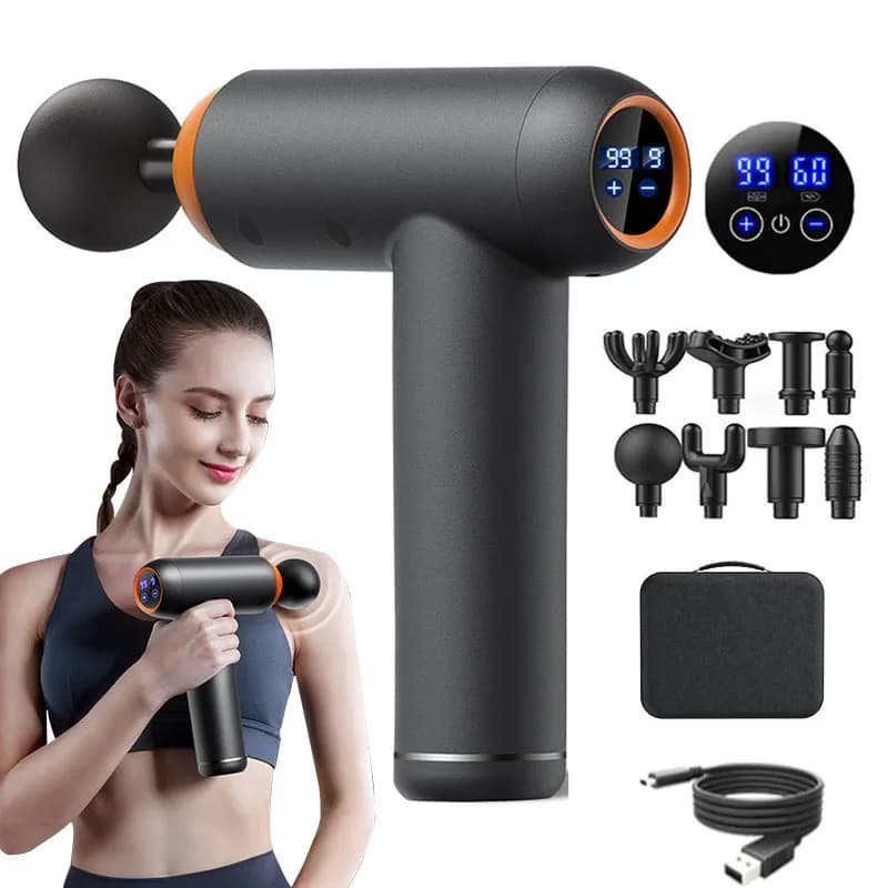 99 Levels Multifunctional Fascia Gun Massager Instrument Portable Electric Vibrating Muscle Relaxation Tool for Sports and Fitness Recovery