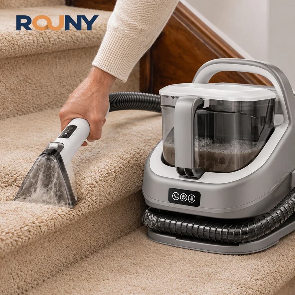 ROUNY 1300W Portable Carpet & Upholstery Cleaner, 13kPa Suction, 3 Cleaning Modes Cold/50°C Hot Water & 100°C Steam, Spot Deep Cleaner for Sofa, Stairs, Mattress and Car Seats