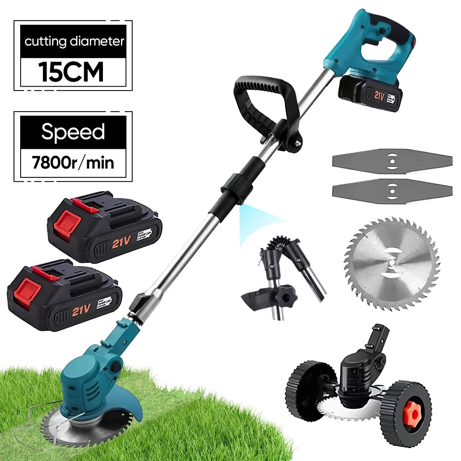 Cordless Electric Lawn Mower Foldable Adjustable Trimmer Efficient Garden Pruning Power Tools For Makita 21V Battery Pin