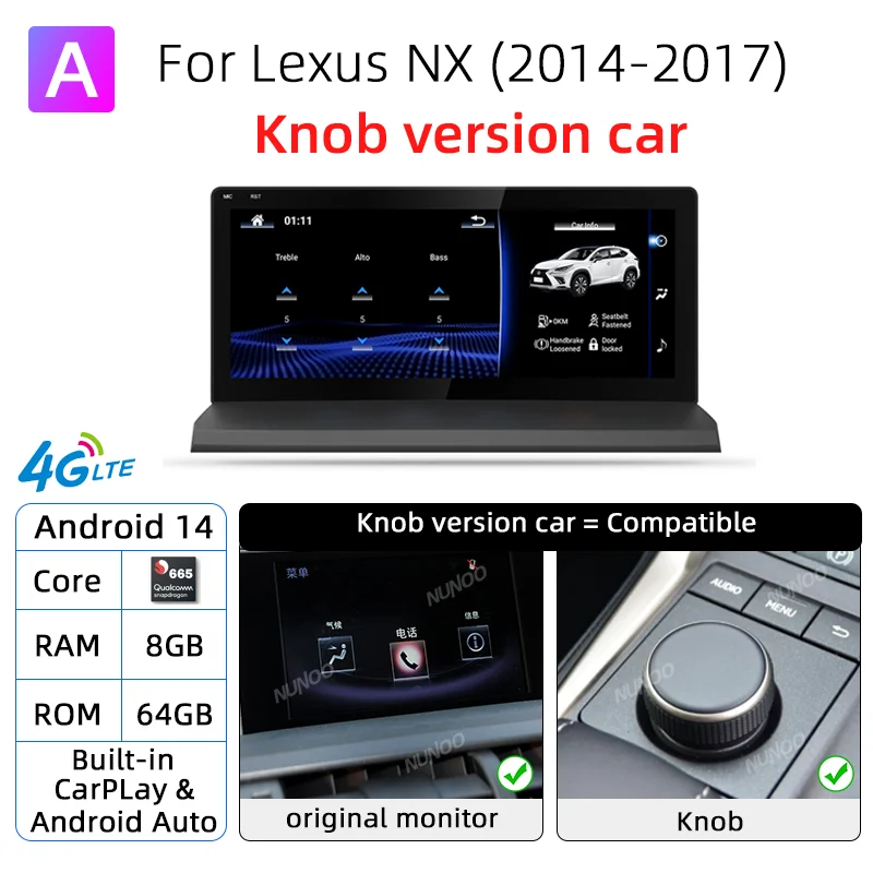 Car Radio Wireless CarPlay Android Auto For Lexus NX NX200 NX200T NX300h NX300 2014-2017 Multimedia Player Navi GPS DSP 4G WiFi