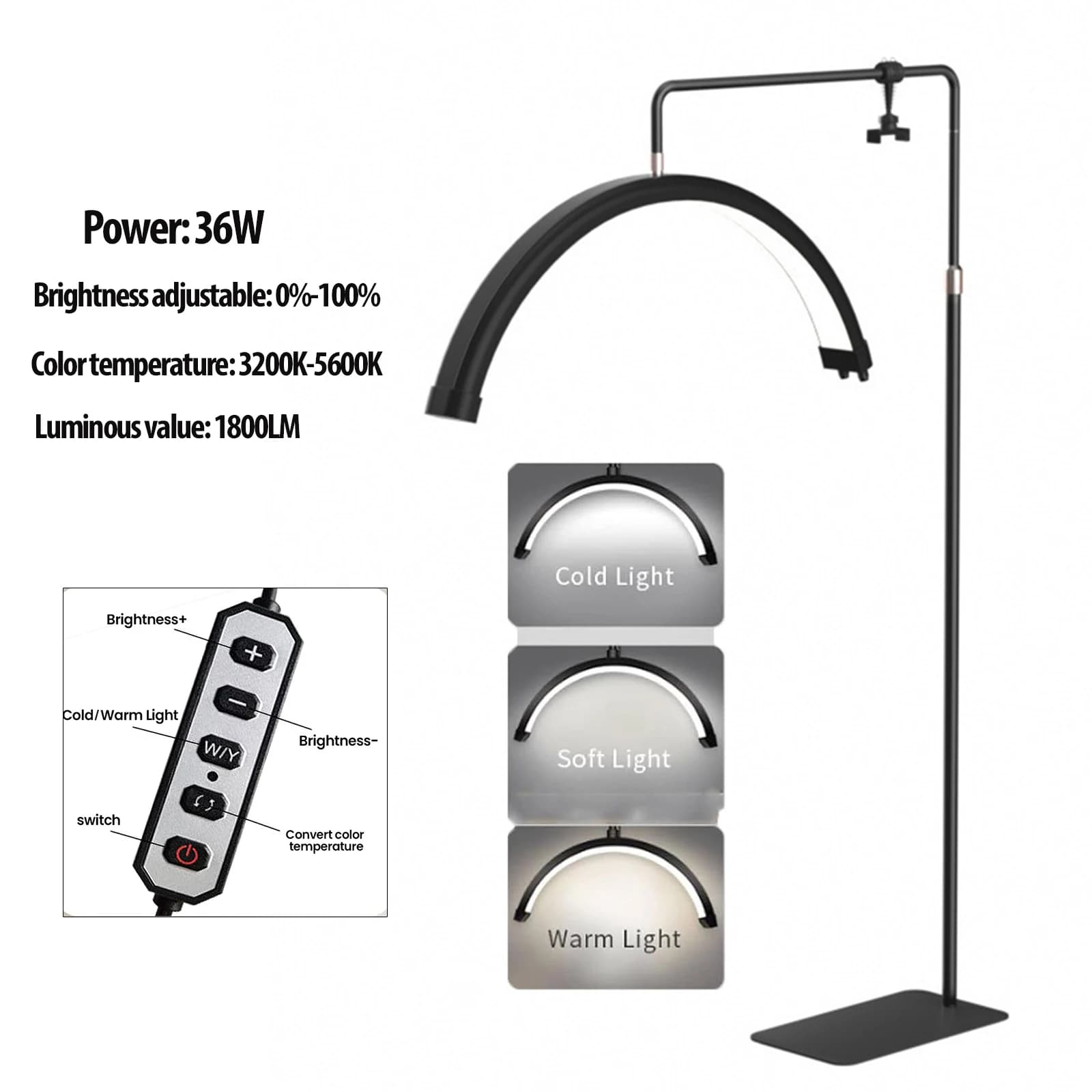 Fill Light Half Moon Light 3000K-6000K Led Moon Lamp Photography Fill Light for Lashes Extension Beauty Floor Lamps