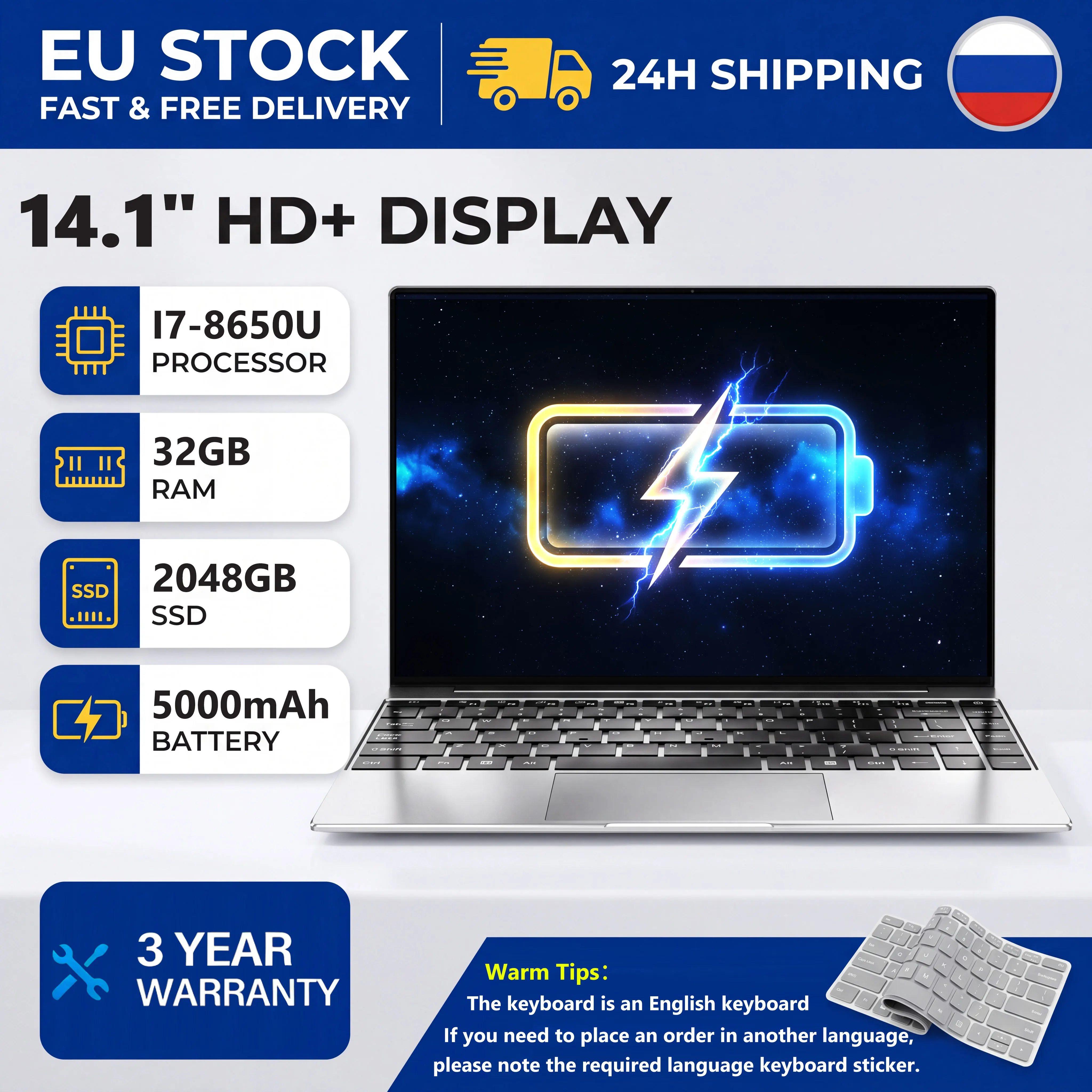 2026 14.1" Windows 11 I7 Laptop Computer Intel Core i7 8650U 32GB 512GB 1048GB Laptops Office Computer Fingerprint Unlock Notebook PC