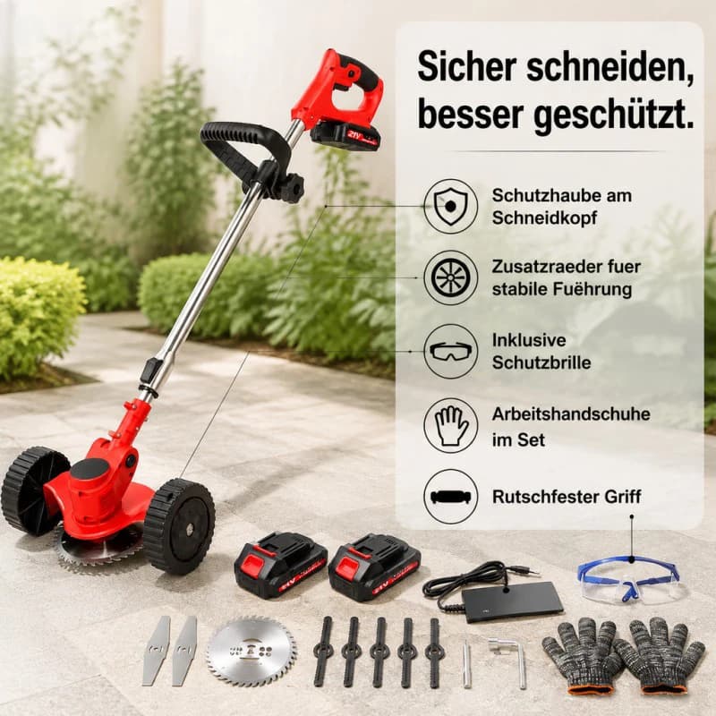Cordless Electric Grass Trimmer 2-in-1 Lawn Edger w/ 2 Batteries & Blades (Yard Garden Tool Kit)