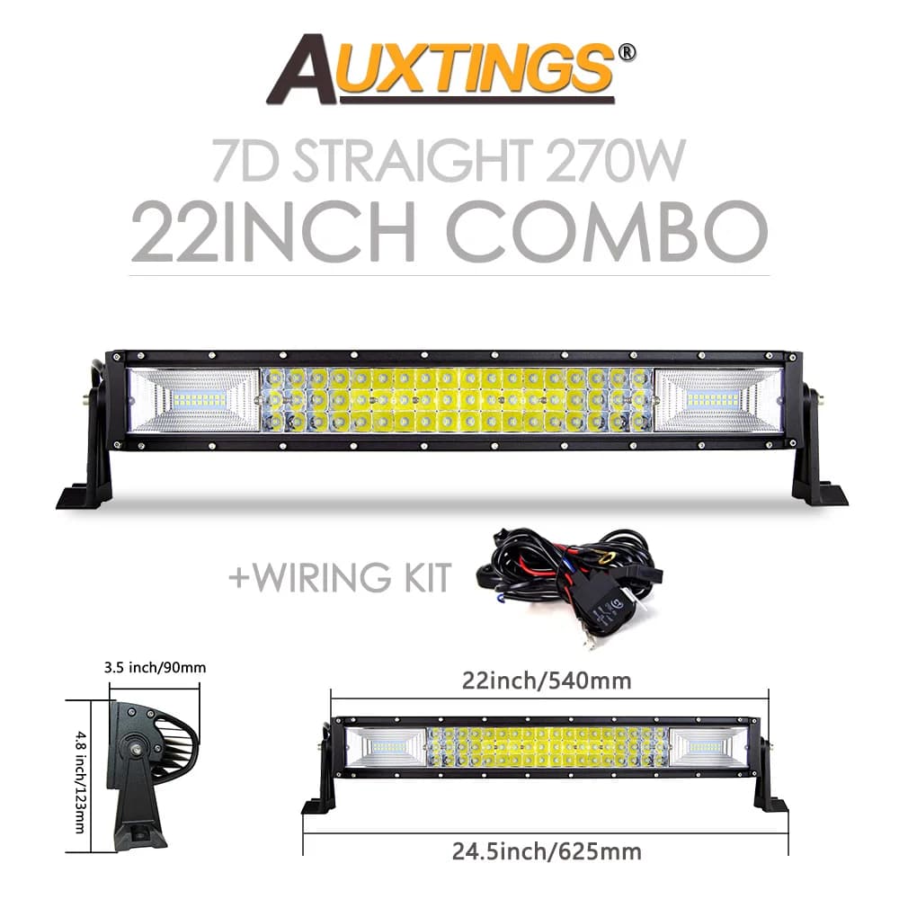 Auxtings 22" 32" 42" 52"inch Led Light Bar Work Light 3D/7D led bar 4x4 Truck ATV Car Offroad Driving Straight Light Bar