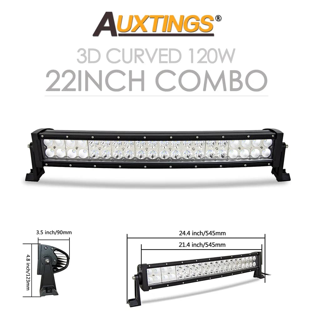 Auxtings 22 32 42 52'' in Curved/Straight Led Light Bar COMBO Led Work light bar Driving Offroad Car Truck 4x4 SUV ATV 12V 24V