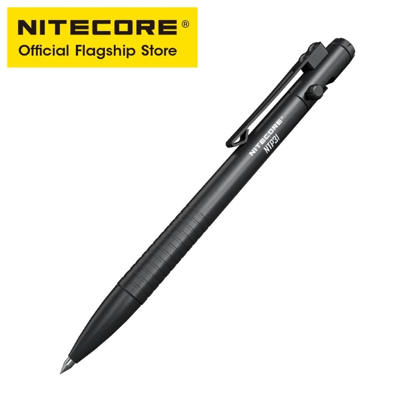 Nitecore NTP31 CNC Bidirectional Bolt Action Tactical Pen Self-defense Ballpoint Pen + Tungsten Steel Tapered Tip Glass Breaker