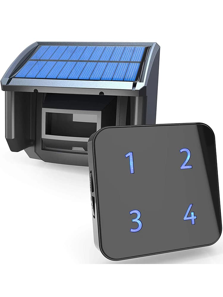 HTZSAFE 400 Meters Solar Wireless Driveway Alarm Outdoor Weather-Resistant Motion Sensor & Detector DIY Security Alert System
